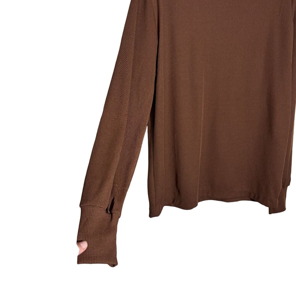Vintage 70's Jantzen Chocolate Brown Ribbed Long Sleeve Turtleneck Top Medium - Picture 4 of 9
